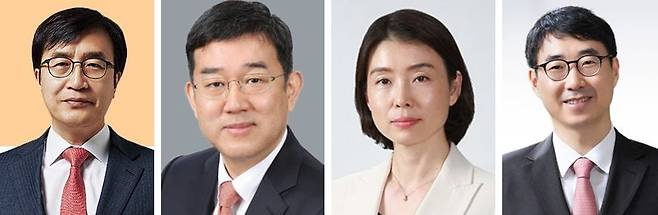 노소영 아트센터 나비 관장 이혼소송 항소심 변호인단에 이름을 올린 (왼쪽부터) 율우 김기정 대표변호사, 평안 이상원 변호사, 리우 김수정 변호사, 한누리 서정 변호사. / 각 로펌 제공
