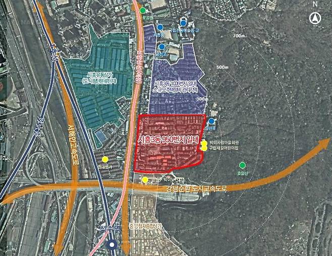 서울 금천구 시흥3동 955 모아타운 위치도 / 서울시 제공