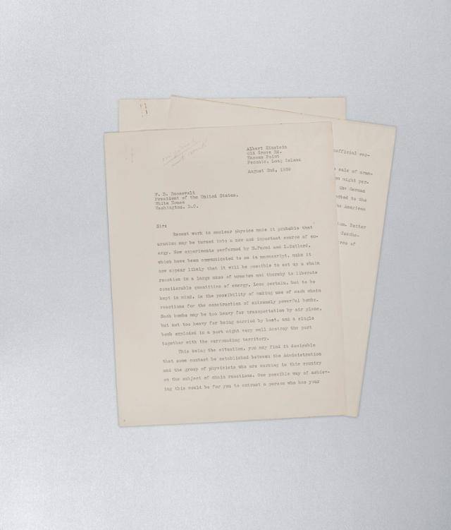 9월 크리스티 뉴욕 경매에 나온 1939년 알베르트 아인슈타인이 프랭클린 루스벨트 전 미국 대통령에게 보낸 서명된 서신. 크리스티 코리아 제공