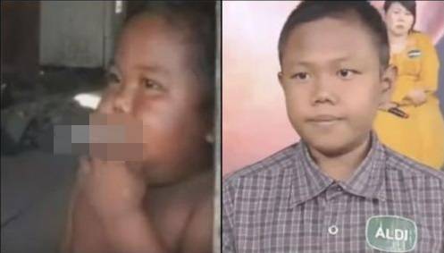 담배피는 소년으로 알려진 알디 리잘군의 2살 모습(왼쪽)과 최근 근황(오른쪽). 인터넷 캡처