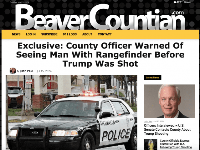 비버 카운티언의 특종 보도.