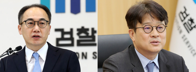이원석(왼쪽) 검찰총장과 이창수 서울중앙지검장.