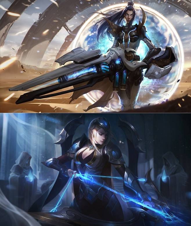 리그 오브 레전드(LoL) 원거리 딜러 챔피언 케이틀린(위)과 애쉬. 사진 | 라이엇 게임즈