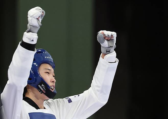 ▲ 8일(현지시간) 프랑스 파리 그랑팔레 태권도경기장에서 열린 2024 파리올림픽 태권도 여자 57kg급에서 김유진이 세계랭킹 5위를 시작으로 4위, 1위, 2위를 차례차례 꺾으면서 금메달을 차지했다. 세계태권도연맹(WT) 상위 랭커가 아니어서 금메달 가능성을 높게 보지 않았던 김유진인데 상위 랭커를 모두 제압하는 자이언트 킬링을 달성하며 이 체급 16년 만의 금메달 주인공이 됐다.. ⓒ 연합뉴스