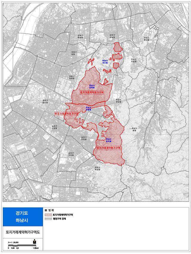 하남시 감일동, 감북동, 초이동, 감이동 토지거래허가구역 지정도. 하남시 제공