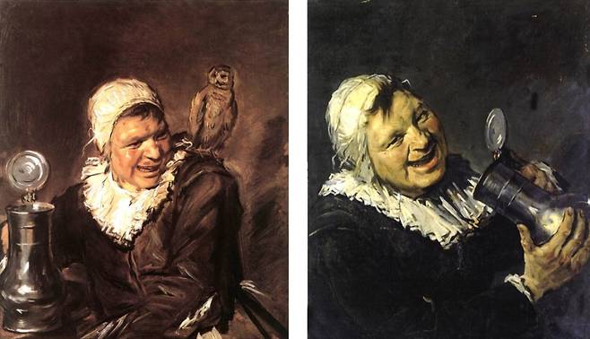 프란츠 할스의 진본 작품(왼쪽)과 메이헤런이 분위기를 따라 그린 위작(오른쪽).
