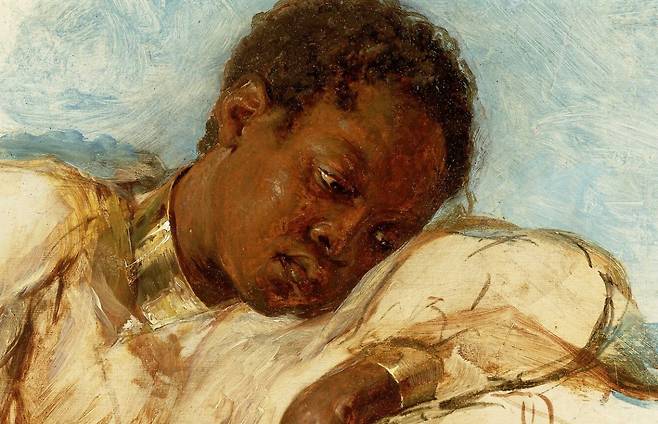 작자미상, 사슬을 찬 노예(일부 확대), 1820, 캔버스에 유채 등, 260x205cm, 왕립 박물관 그리니치