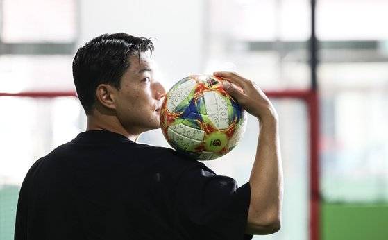 축구 대표팀 공격수 주민규. 김경록 기자