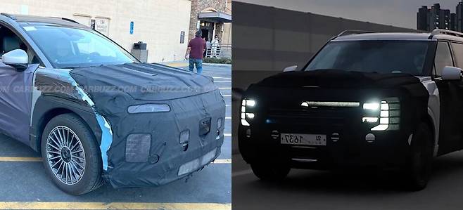 사진 : 현대차 아이오닉 9(왼쪽)과 팰리세이드 풀체인지(오른쪽) 테스트카 (출처=Carbuzz, Shorts Car)