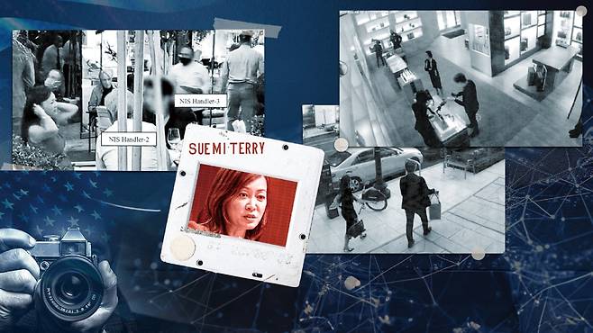 미 정보당국에 포착된 수미 테리와 국가정보원 요원들 /그래픽=박상훈·Midjourney