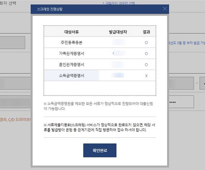 대출 신청을 위해 필요한 서류 확인중.