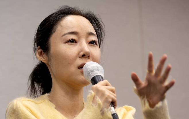 민희진 어도어 대표가 5월 31일 서울 중구 한국프레스센터에서 열린 기자회견에서 어도어 임시주주총회에 대한 입장을 밝히고 있자. 뉴시스