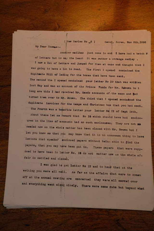 언더우드의 모교 미국 뉴저지주 뉴브런즈윅신학교에는 언더우드의 선교활동을 보여주는 '언더우드 컬렉션'이 있다. 사진은 언더우드가 선교를 후원한 형 토마스 언더우드에게 보낸 편지. 편지에는 사역 내용은 물론 건강, 가정 등 사적인 이야기까지 기록돼 있다.