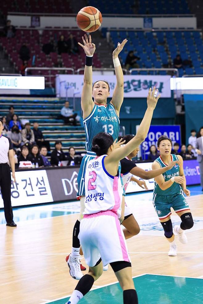 여자 농구 역대 최다 득점 신기록 수립한 하나은행 김정은