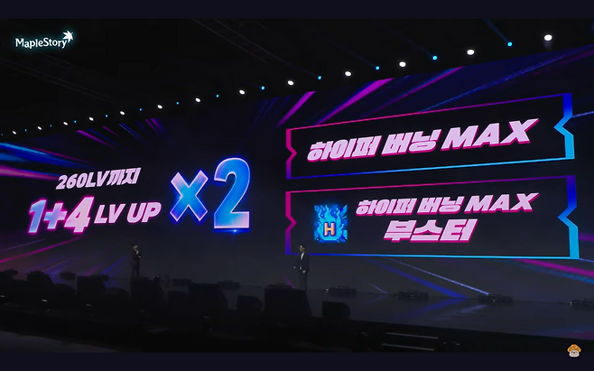 '메이플스토리' 겨울 쇼케이스 하이퍼 버닝 맥스 발표(출처='메이플스토리' 공식 유튜브 채널 영상 화면 캡쳐).