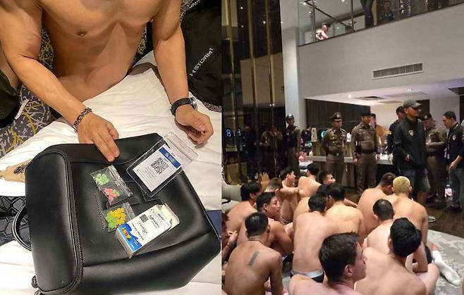 태국 방콕 왓타나 지역 한 호텔 스위트룸에서 속옷 차림으로 마약 파티를 벌이던 124명이 경찰에 붙잡혔다./사진=방콕 포스트