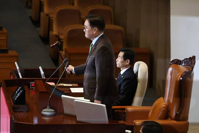 12월14일 우원식 국회의장이 본회의 개회를 선언하고 있다. ⓒ시사IN 박미소