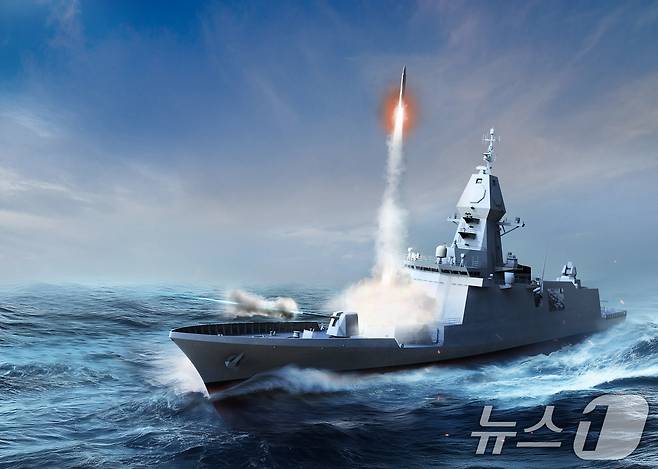 한화오션과 방위사업청이 울산급 호위함 Batch-Ⅳ 1,2번함 건조사업 본계약을 체결했다. 한화오션은 19일 “2030년 12월까지 진행되는 함정건조사업 본계약을 전날 방위사업청과 8391억원에 체결했다”고 밝혔다. 사진은 울산급 호위함 배치-Ⅳ 조감도. (한화오션 제공) 2024.12.19/뉴스1