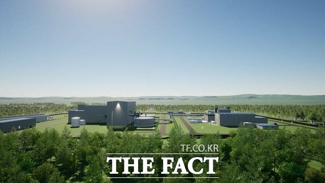 국내 기업들이 차세대 에너지원으로 손꼽히는 '소형모듈원전(SMR)' 시장 공략에 속도를 내고 있다. 미국 와이오밍주(州) 테라파워 SMR 발전소 조감도. /두산에너빌리티