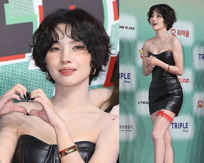 (여자)아이들의 리더 전소연이 ‘2024 SBS 가요대전’ 레드카펫을 강렬한 아우라로 물들였다 ./ 사진=천정환 기자