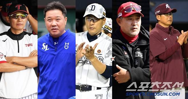 LG 염경엽, 삼성 박진만, 두산 이승엽, SSG 이숭용, 키움 홍원기 감독 등 5명의 감독이 올시즌을 끝으로 계약이 끝난다. 스포츠조선DB