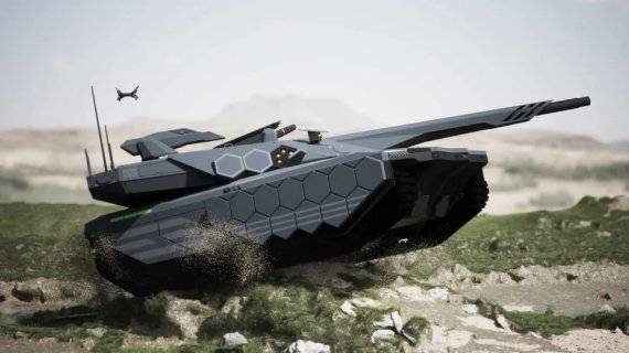 K3 미래형 스텔스 전차. 130㎜ 주포 확장 및 대구경탄 탑재, 원격사격통제체계(RCWS) 탑재와 3명 내의 캡슐형 승무원실과 360도 상황인식 및 원격무인화 시스템 등으로 미래 전차로 진화하는 설계 개념을 제시했다. 차체 자체가 스텔스형이며 궤도도 고무 재질로 경량화·기동성을 강화한 차기 주력 전차로 구현될 전망이다. 사진=현대로템 제공