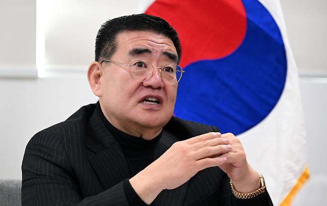 조용철 대한유도회 회장 선거 후보가 3일 경기도 용인시 용인대학교에서 헤럴드경제와 인터뷰를 하고 있다. 이상섭 기자