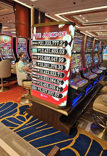 ▲필리핀 마닐라의 한 카지노 슬롯머신 잭팟 안내 모니터. ⓒ프레시안