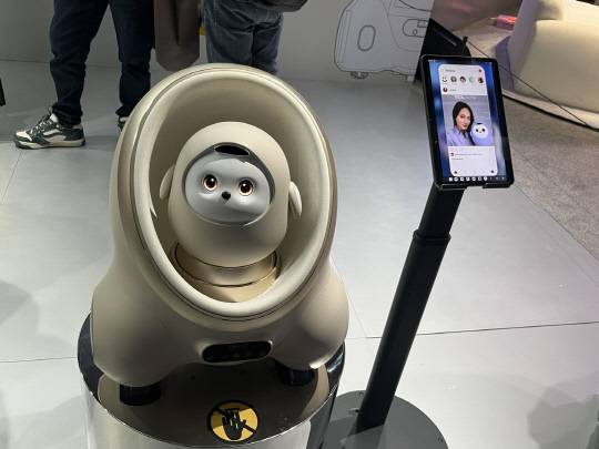 7일(현지시간) 미 라스베이거스 컨벤션센터(LVCC) 센트럴홀에 부스를 마련한 TCL에서 진행된 스마트홈 허브 '에이미(AI Me)'. 장우진 기자