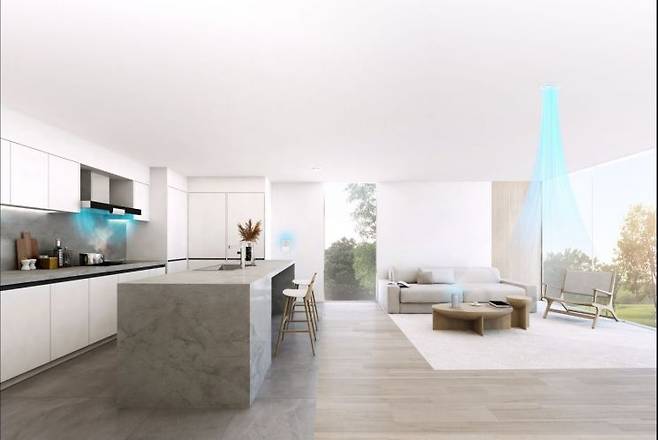 환기청정기 키친플러스가 작동되고 있다. 경동나비엔 제공