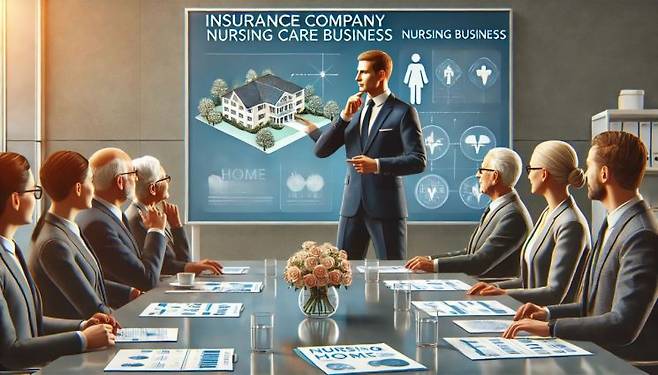 챗GPT가 보험사의 시니업 사업 진출에 대해 묘사한 그림. 챗GPT 제공