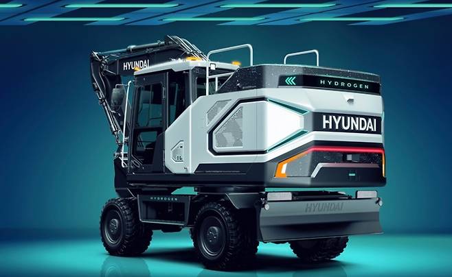 HD현대건설기계가 개발한 15톤급 중형 굴착기 'HW155H'. 현대자동차그룹과 공동으로 개발한 수소연료전지가 탑재됐다(HD현대건설기계 홈페이지 갈무리). 2025.02.04.