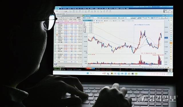 사람들을 유인해 투자금을 편취하는 투자리딩방 사기 피해가 급증하면서 피해자 1만여명, 피해금액은 8천억원을 웃도는 것으로 나타나 대책이 요구된다. 사진은 온라인 주식시세를 보고 있는 한 투자자. 김시범기자