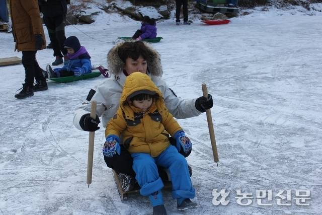 강원 평창 송어축제를 즐기는 관광객들. 따뜻한 날씨 탓에 매년 12월에 열리던 축제는 1월로 연기됐다. 농민신문DB