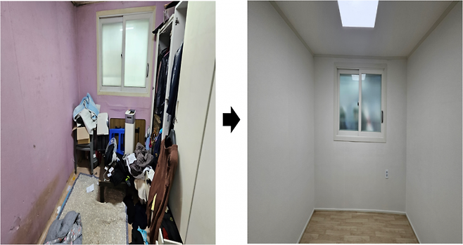 서울시가 '주거안심동행 민관협력사업'을 통해 도봉구의 4인 가족이 거주하는 반지하 집 장판을 교체하고 도배를 진행했다. 서울시 제공