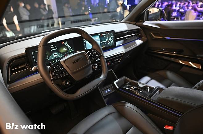 5일 경기도 평택시 KGM 본사에서 픽업 '무쏘 EV' 신차발표회가 열리고 있다./사진=이명근 기자 qwe123@