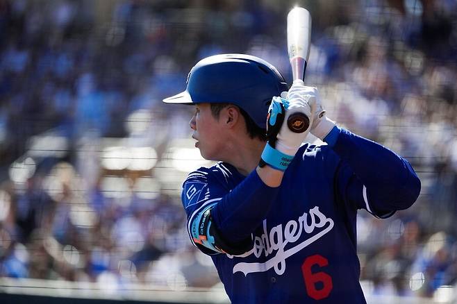 ▲ 아직 도쿄시리즈 개막 로스터를 확정하지 못한 김혜성으로서는 출국 이전까지 남은 시범경기에서 최대한 좋은 타격 성과를 보이며 구단의 마음을 사로잡아야 한다 ⓒ연합뉴스/AP통신