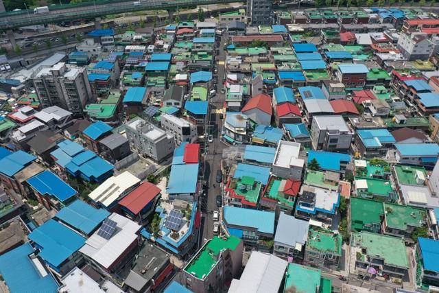 드론으로 촬영한 경기 의정부시 구도심 모습. 의정부시 제공