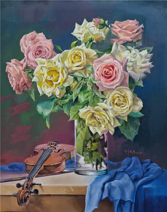 장미와 바이올린 90.9×72.7 oil on canvas 2025