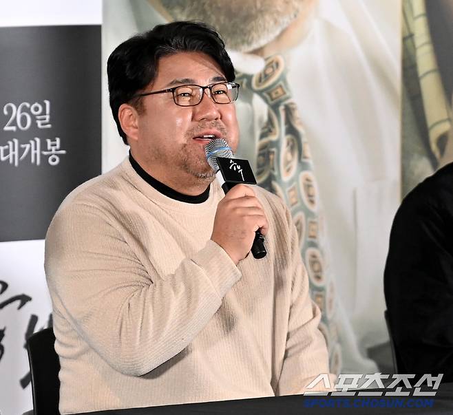 19일 용산CGV에서 열린 영화 '승부'의 언론시사회, 고창석이 인사말을 하고 있다. 용산=허상욱 기자 wook@sportschosun.com/2025.03.19/