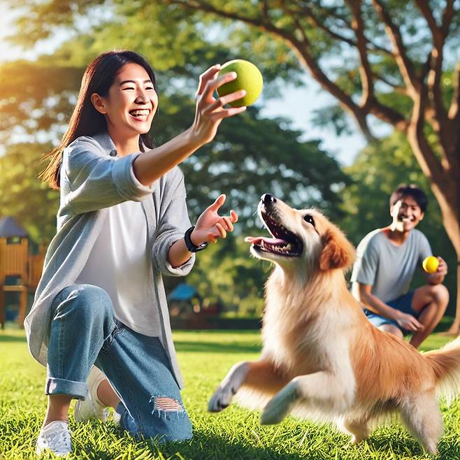 반려동물과 시간을 보내는 사람의 모습. <챗GPT>