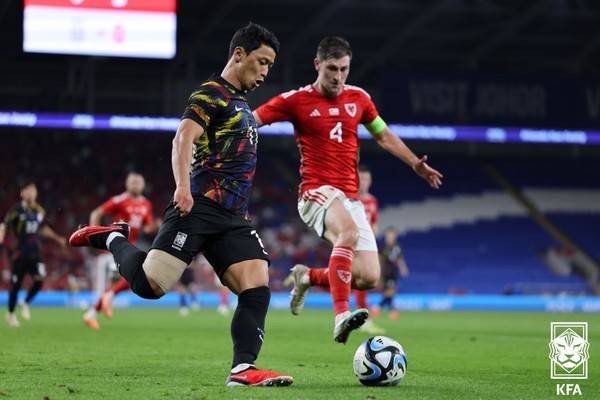 2023년 한국과 경기했을 당시 벤 데이비스(웨일스). 대한축구협회 제공