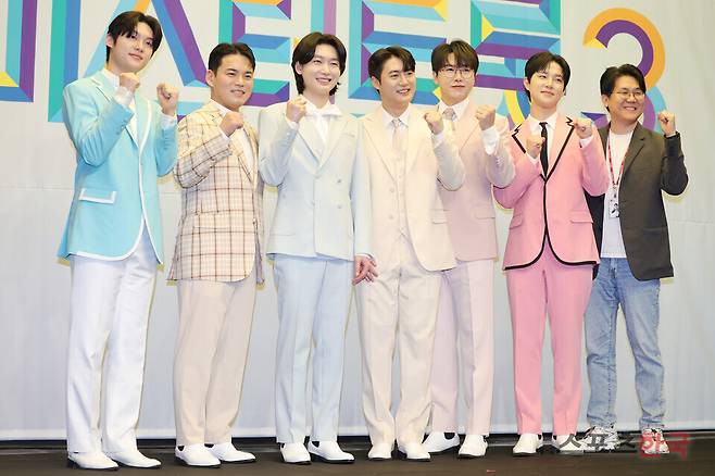 '미스터트롯3' TOP7 기자간담회에 참석한 가수 최재영, 천록담, 김용빈, 손빈아, 춘길, 추혁진, 민병주CP. 25.3. 24ⓒ이혜영 기자 lhy@hankooki.com