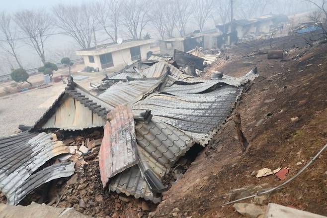 경북 의성에서 시작된 산불이 북동부로 번지며, 영양군 석보면의 한 사찰이 전소된 가운데, 불에 탄 사찰 건물 안에서는 주지 선정 스님(85)이 숨진 채 발견됐다. 연합뉴스