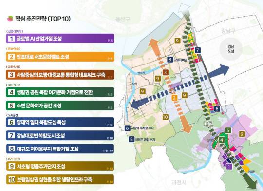 서울 서초구의 ‘2040 서초도시발전기본계획’중 핵심 추진전략 (TOP10 사업). 서초구청 제공