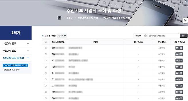 전체 사업자 중 필요한 업체만 선택적으로 해제할 수도 있습니다 / 출처=IT동아