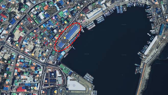 주문진항 어민수산시장 위치도. 강릉시 제공