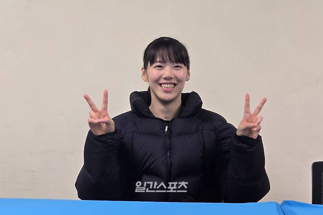 19일 수훈선수 인터뷰에 나선 유서연. 장충=윤승재 기자