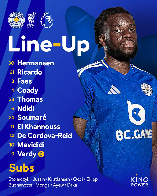 레스터 선발 라인업. 레스터 SNS