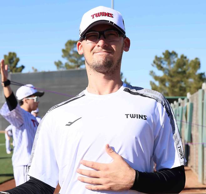 코엔 윈이 2025 미국 애리조나 스프링캠프에서 훈련하고 있다. 사진=구단 제공